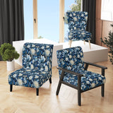 Russian Blue And White Flowers Reflections - Bohemian Accent Side Chair
