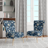 Russian Blue And White Flowers Reflections - Bohemian Accent Side Chair