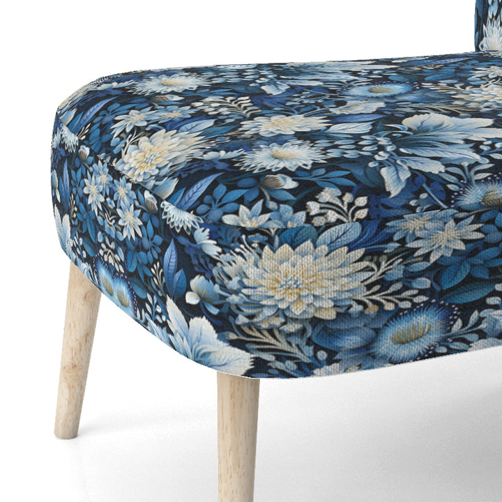Russian Blue And White Flowers Reflections - Bohemian Accent Side Chair