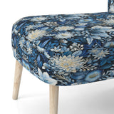 Russian Blue And White Flowers Reflections - Bohemian Accent Side Chair