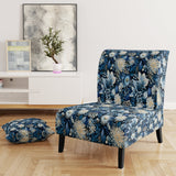 Russian Blue And White Flowers Reflections - Bohemian Accent Side Chair