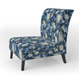 Russian Blue And White Flowers Reflections - Bohemian Accent Side Chair