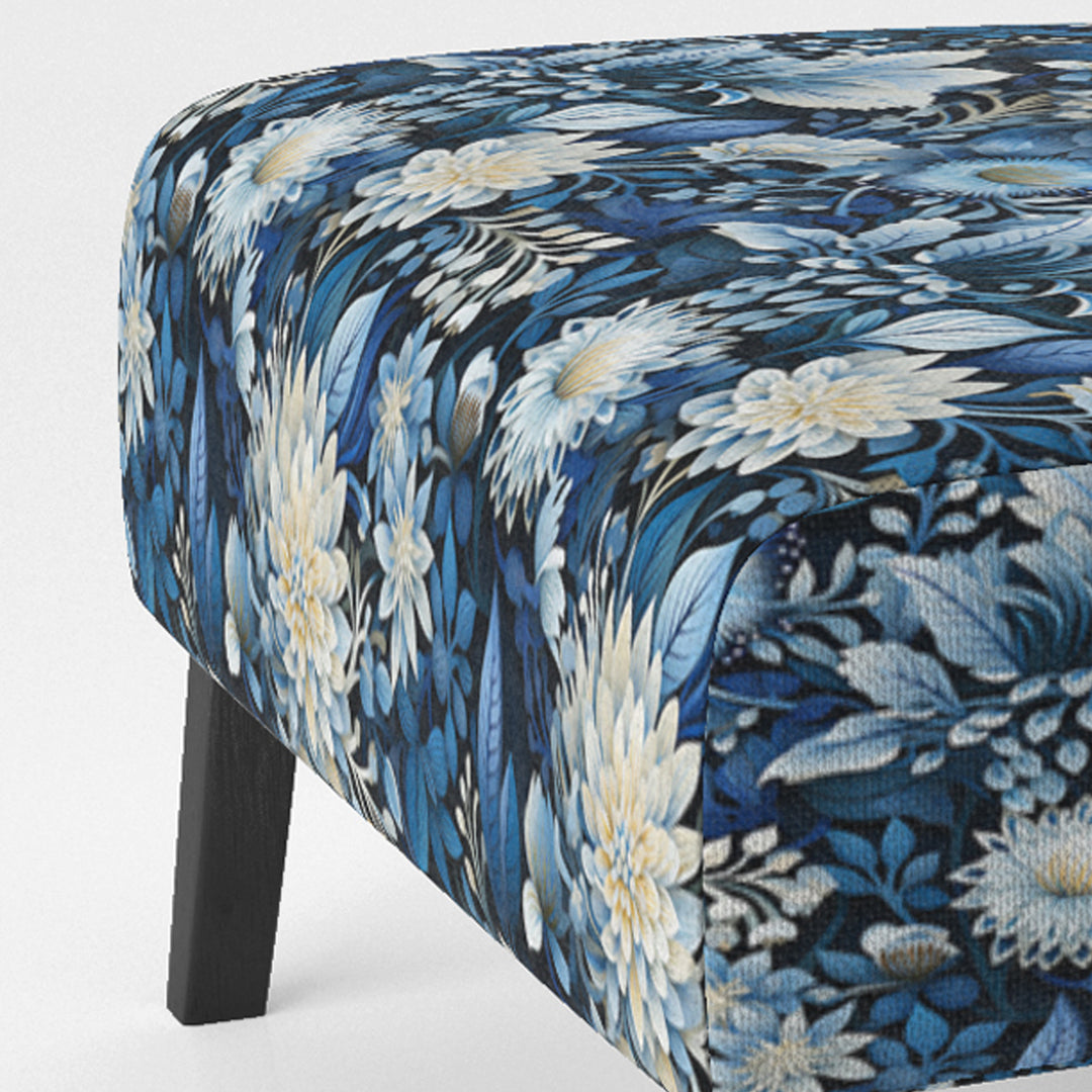 Russian Blue And White Flowers Reflections - Bohemian Accent Side Chair