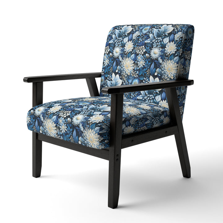 Russian Blue And White Flowers Reflections - Bohemian Accent Side Chair