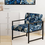 Russian Blue And White Flowers Reflections - Bohemian Accent Side Chair