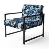 Russian Blue And White Flowers Reflections - Bohemian Accent Side Chair