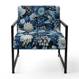 Russian Blue And White Flowers Reflections - Bohemian Accent Side Chair
