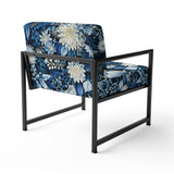 Russian Blue And White Flowers Reflections - Bohemian Accent Side Chair