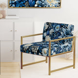 Russian Blue And White Flowers Reflections - Bohemian Accent Side Chair