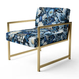 Russian Blue And White Flowers Reflections - Bohemian Accent Side Chair
