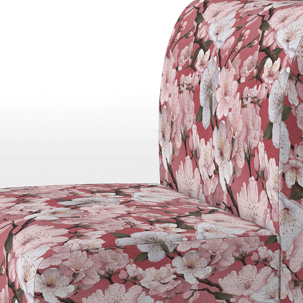 Pink Sakura Blossoms Floral- Upholstered Accent Chair