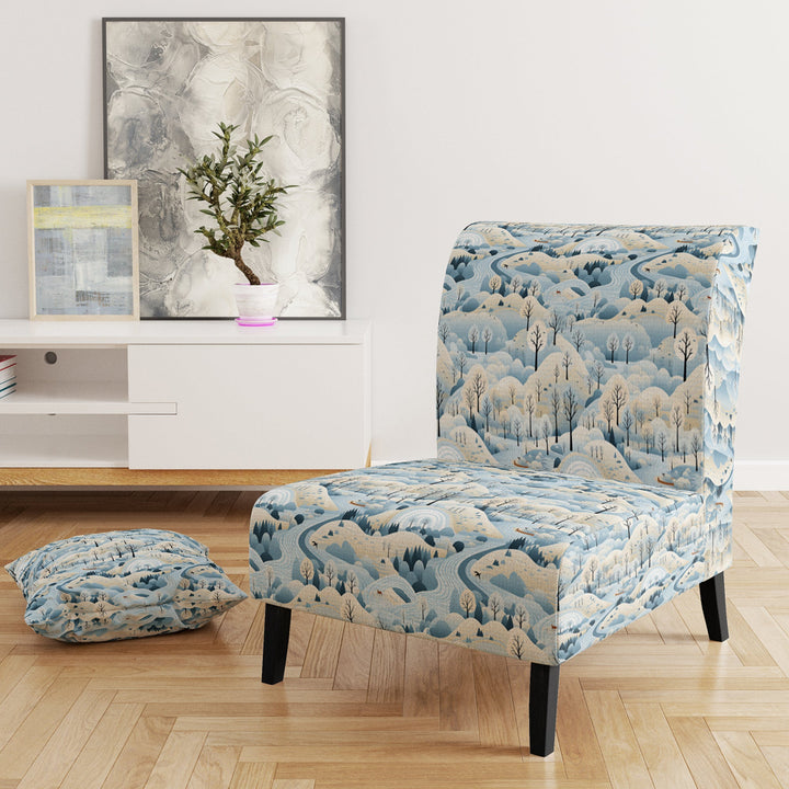 Scandinavian Winter Landscape - Cottage Accent Slipper Chair