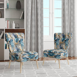 White And Teal Marble Flowers Serenity - Glam Arm Chair