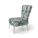 White And Teal Marble Flowers Serenity - Glam Arm Chair