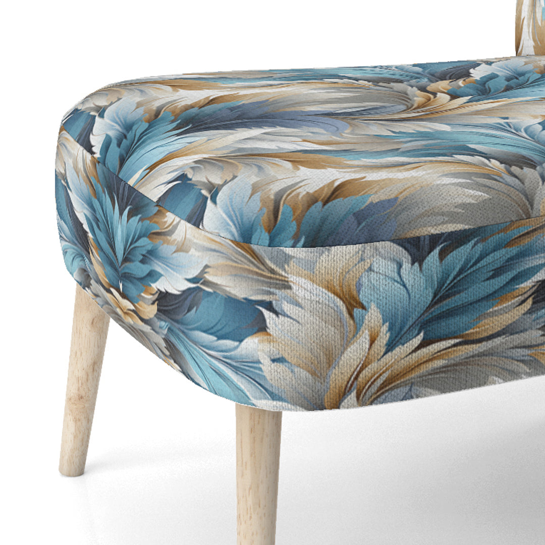 White And Teal Marble Flowers Serenity - Glam Arm Chair
