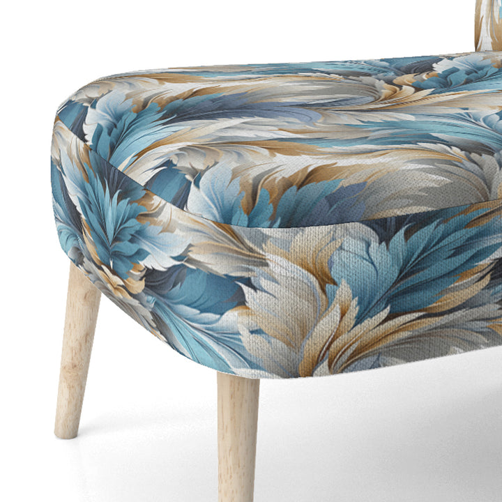 White And Teal Marble Flowers Serenity - Glam Arm Chair