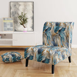 White And Teal Marble Flowers Serenity - Glam Arm Chair