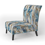 White And Teal Marble Flowers Serenity - Glam Arm Chair