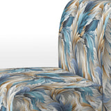 White And Teal Marble Flowers Serenity - Glam Arm Chair