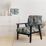 White And Teal Marble Flowers Serenity - Glam Arm Chair