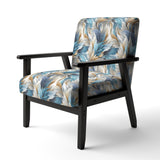White And Teal Marble Flowers Serenity - Glam Arm Chair
