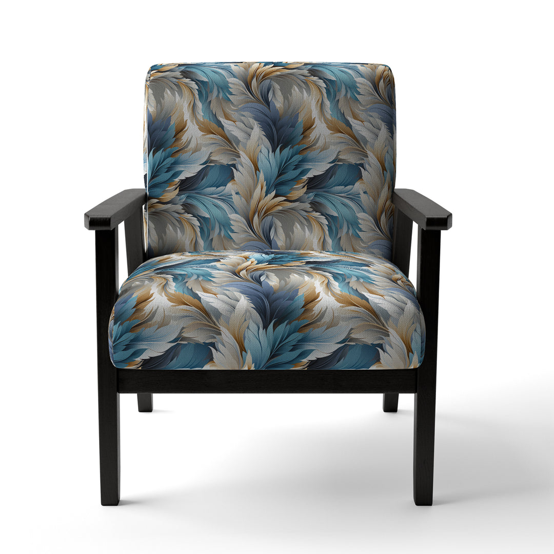 White And Teal Marble Flowers Serenity - Glam Arm Chair