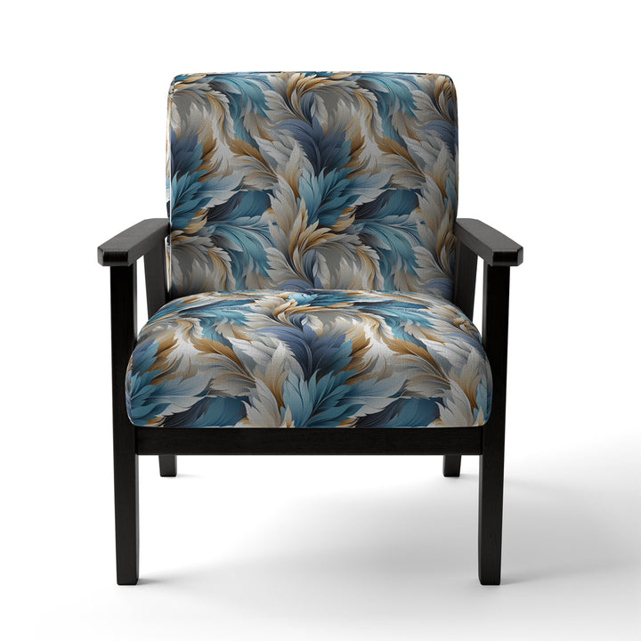 White And Teal Marble Flowers Serenity - Glam Arm Chair