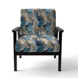 White And Teal Marble Flowers Serenity - Glam Arm Chair
