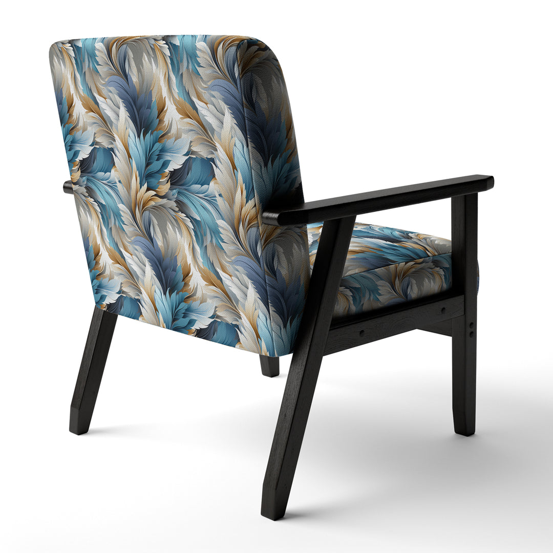 White And Teal Marble Flowers Serenity - Glam Arm Chair