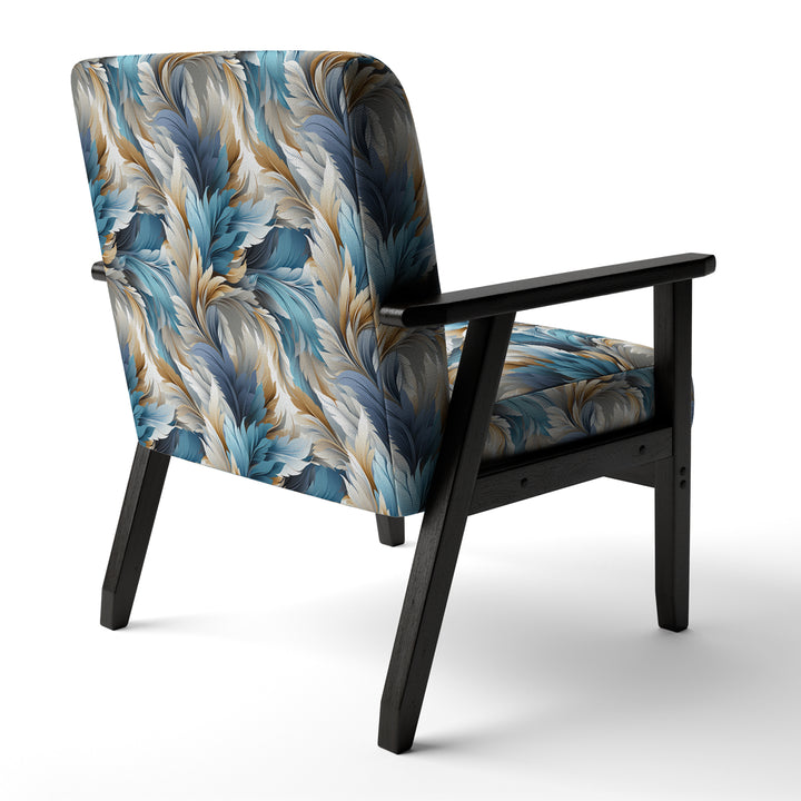 White And Teal Marble Flowers Serenity - Glam Arm Chair