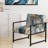 White And Teal Marble Flowers Serenity - Glam Arm Chair