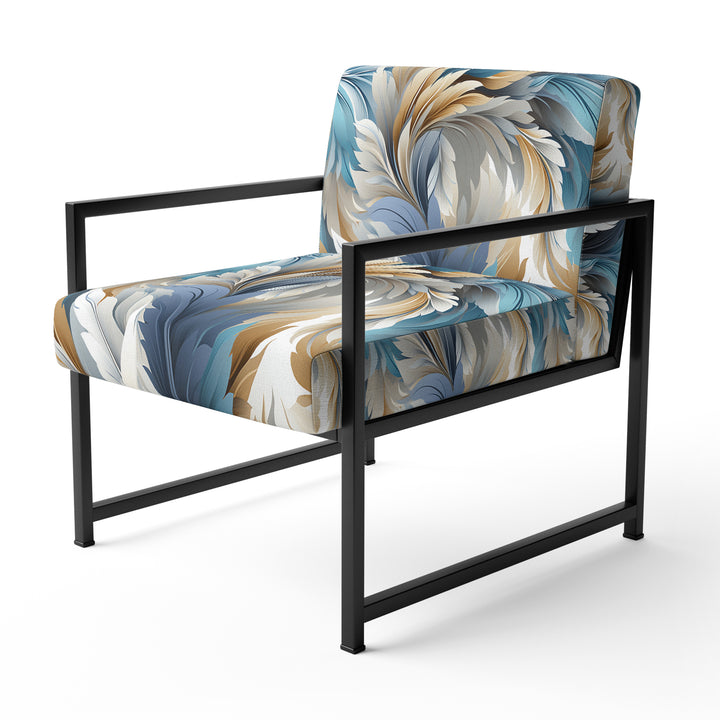 White And Teal Marble Flowers Serenity - Glam Arm Chair