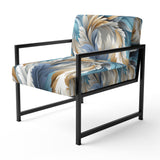 White And Teal Marble Flowers Serenity - Glam Arm Chair