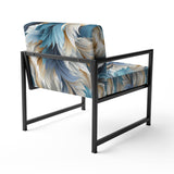 White And Teal Marble Flowers Serenity - Glam Arm Chair