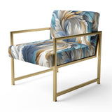 White And Teal Marble Flowers Serenity - Glam Arm Chair