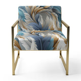 White And Teal Marble Flowers Serenity - Glam Arm Chair