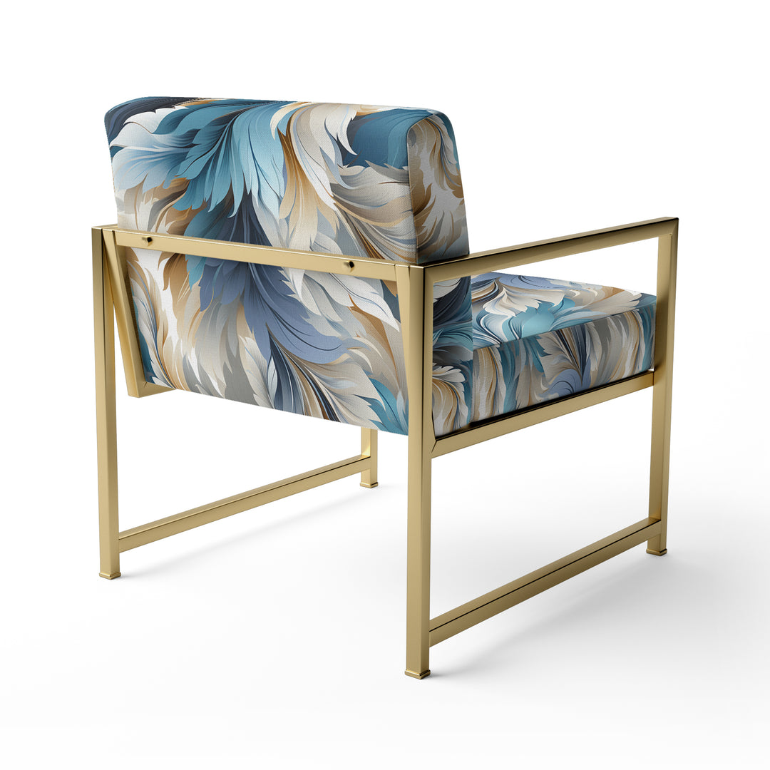 White And Teal Marble Flowers Serenity - Glam Arm Chair