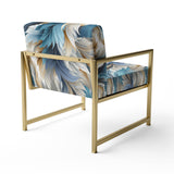 White And Teal Marble Flowers Serenity - Glam Arm Chair