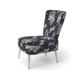 White And Silver Sphinx Paisley - Glam Accent Side Chair