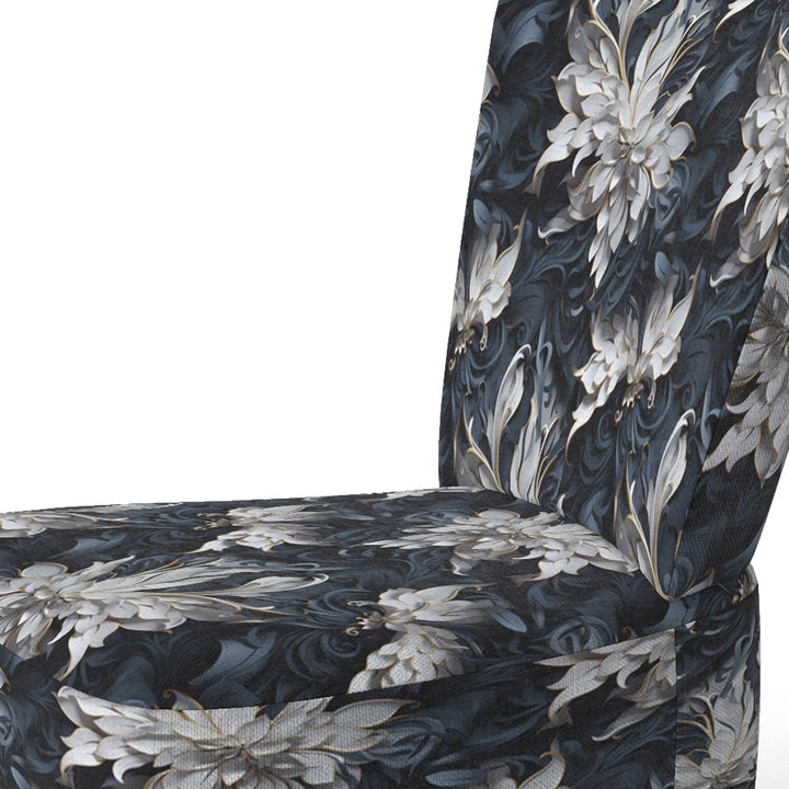 White And Silver Sphinx Paisley - Glam Accent Side Chair