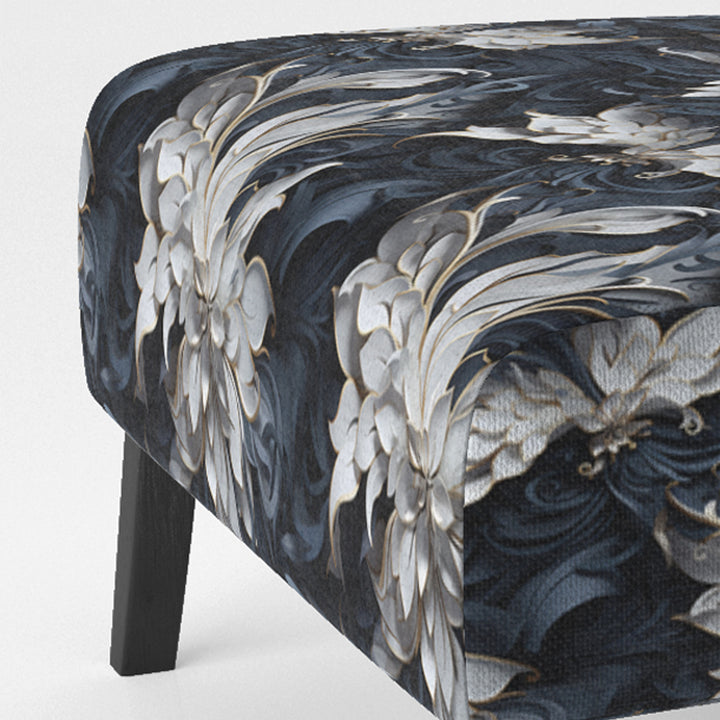 White And Silver Sphinx Paisley - Glam Accent Side Chair
