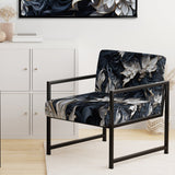 White And Silver Sphinx Paisley - Glam Accent Side Chair