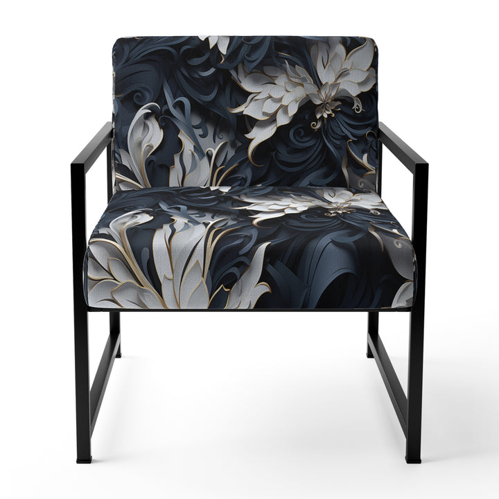 White And Silver Sphinx Paisley - Glam Accent Side Chair
