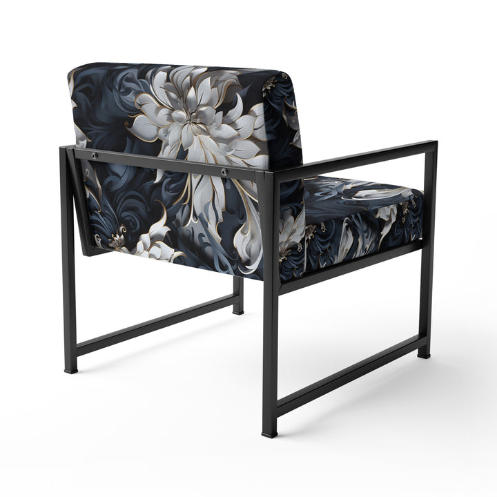 White And Silver Sphinx Paisley - Glam Accent Side Chair