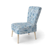 Arctic Breeze Blue Daisy - Cottage Accent Slipper Chair