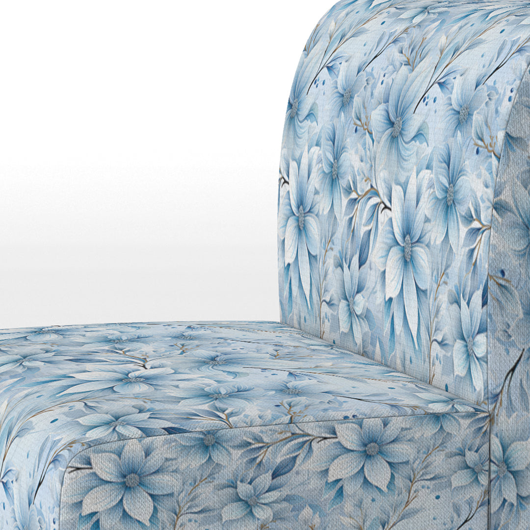 Arctic Breeze Blue Daisy - Cottage Accent Slipper Chair