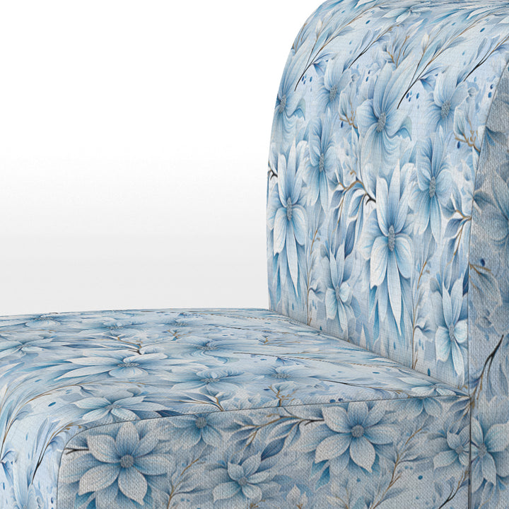 Arctic Breeze Blue Daisy - Cottage Accent Slipper Chair