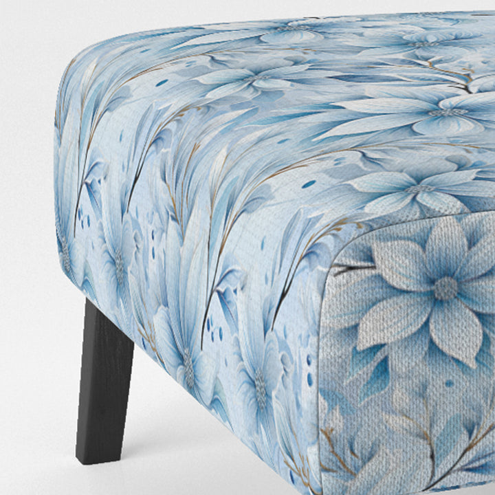 Arctic Breeze Blue Daisy - Cottage Accent Slipper Chair