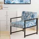 Arctic Breeze Blue Daisy - Cottage Accent Slipper Chair