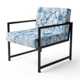 Arctic Breeze Blue Daisy - Cottage Accent Slipper Chair